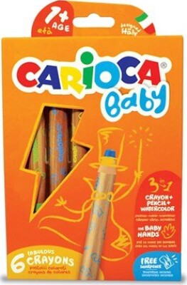 Carioca Baby - 3-i-1 Farvekridt Til Børn - 6 Farver