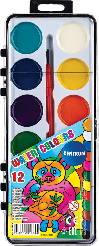 Farvelade 12 Farver + Pensel 30 Mm - Centrum