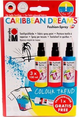 Marabu - Fashion Spray Sæt - Caribbean Dreams - Tekstil Spray - 3x100 Ml
