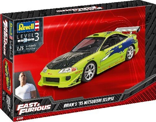 Revell - Fast & Furious Brians Mitsubishi Eclipse Bil Byggesæt - 1:25 - Level 3 - 07691