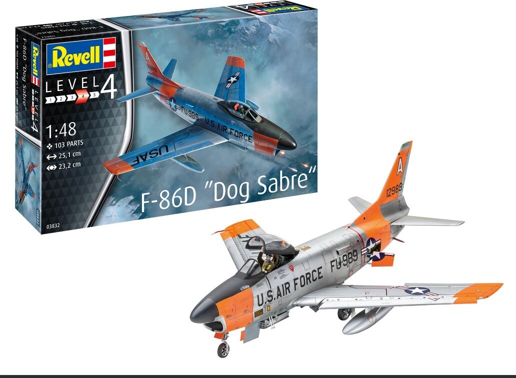 Revell - F-86d Dog Sabre Modelfly Byggesæt - 1:48 - Level 4 - 03832