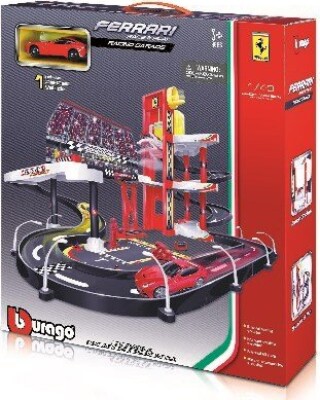 Bburago - Ferrari Racing Garage Legesæt Inkl. Bil - 1:43 - 99 Cm