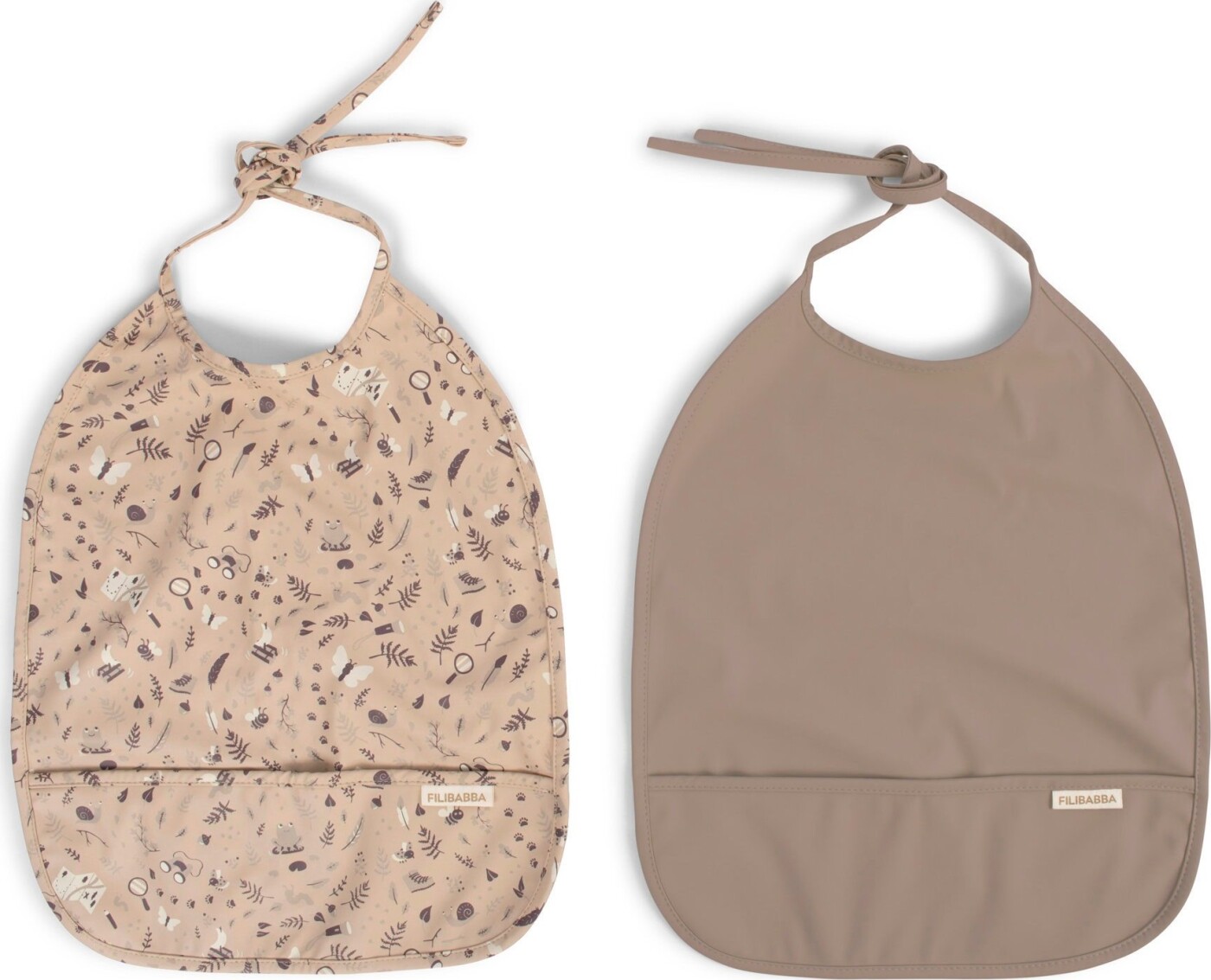 Filibabba Hagesmæk med bindebånd 2-pak - Little Wonders + Warm Grey - 6-36 m
