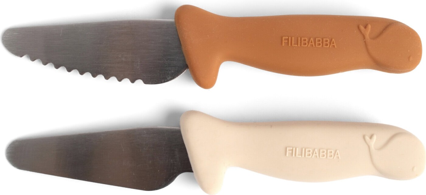 Filibabba - Knivsæt Til Børn 2-pak - Pumpkin + Offwhite