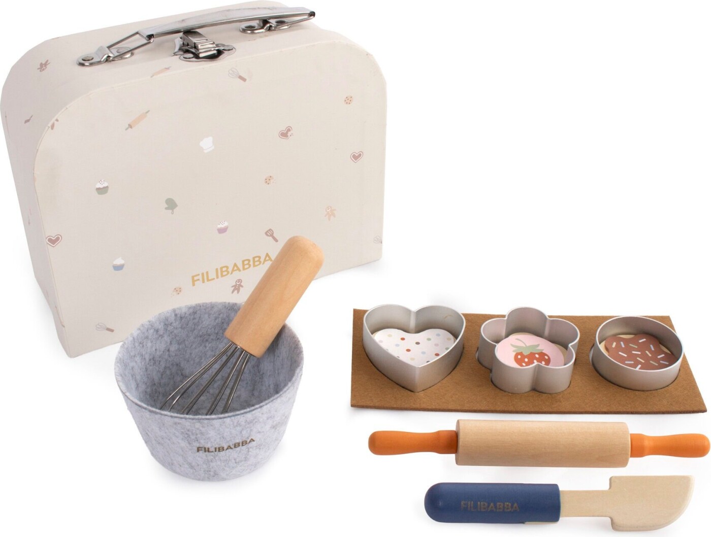 Filibabba - Legekuffert Med Bagesæt Til Børn - Træ - 12 Dele