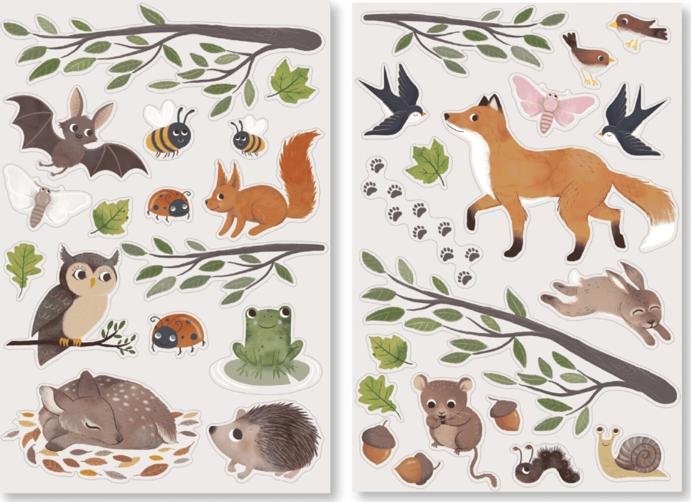 Filibabba - Wallstickers - Skovens Dyr - 20 Stk.