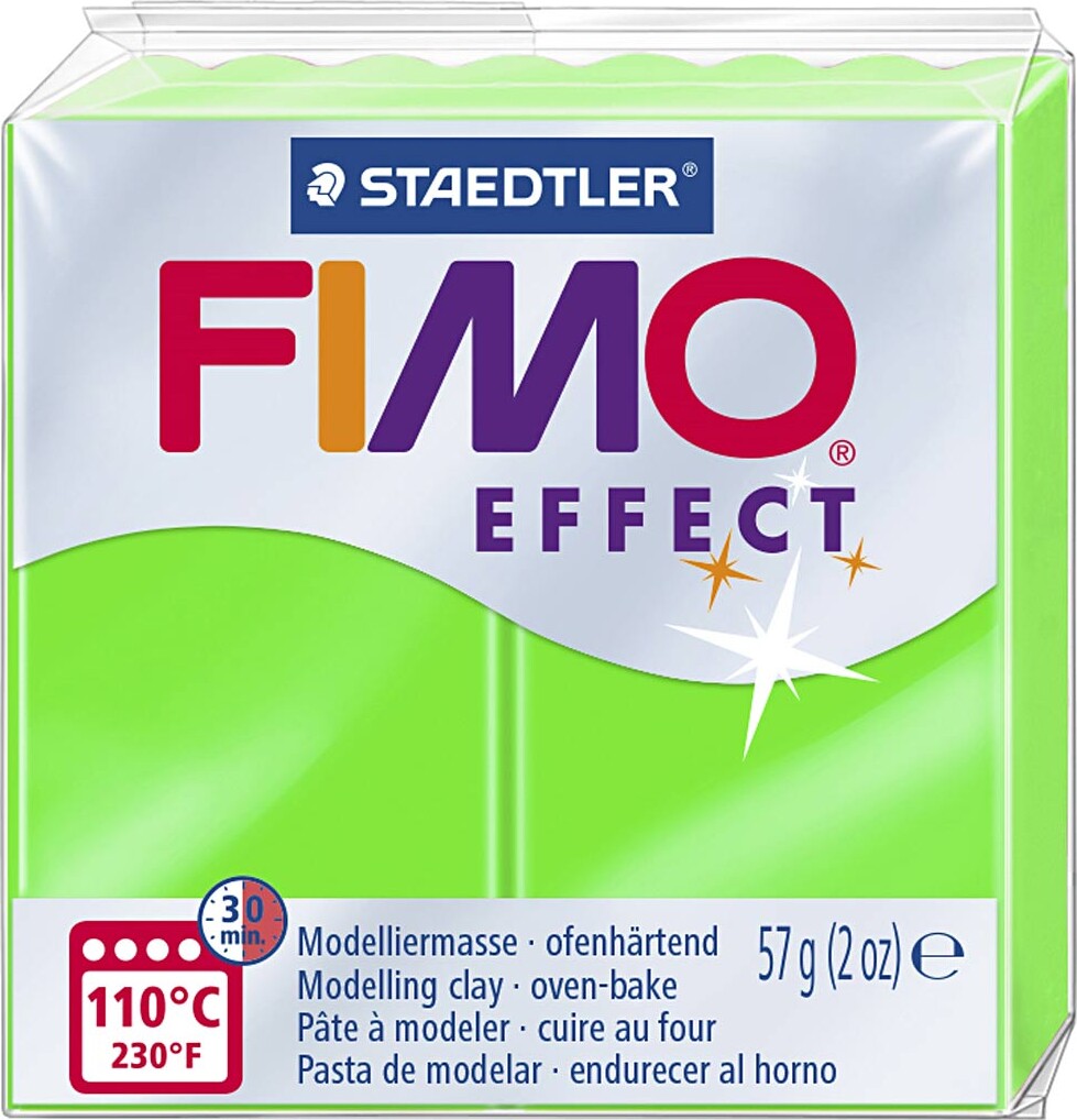 Fimo - Ler Til Ovn - Effect - Neon Grøn - 57 G