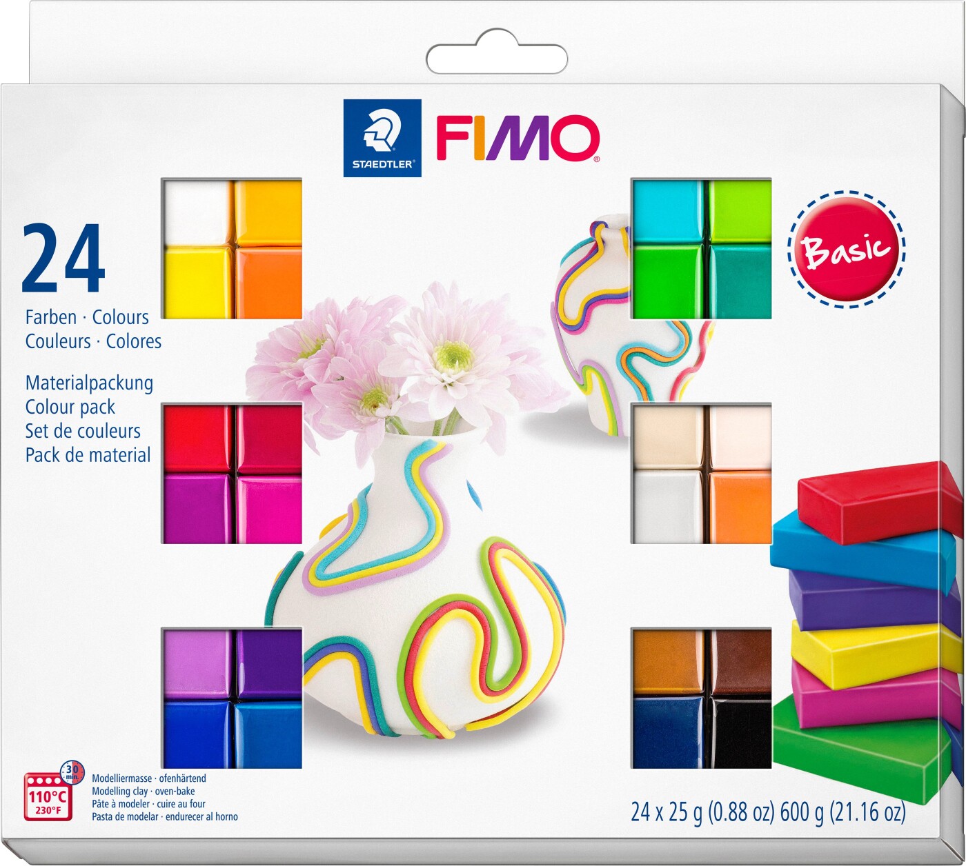 Fimo Soft - Ler Til Ovn - Soft Basic Sæt - 24 Farver - Staedtler