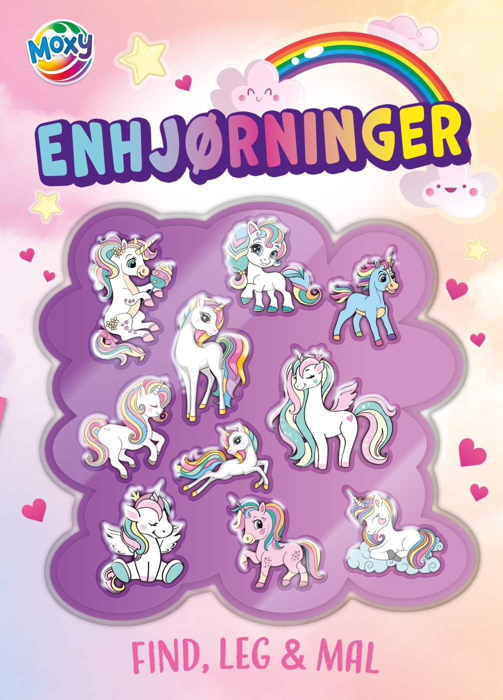Find, Mal Og Leg - Enhjørninger - Inkl. 3d Klistermærker - Bog