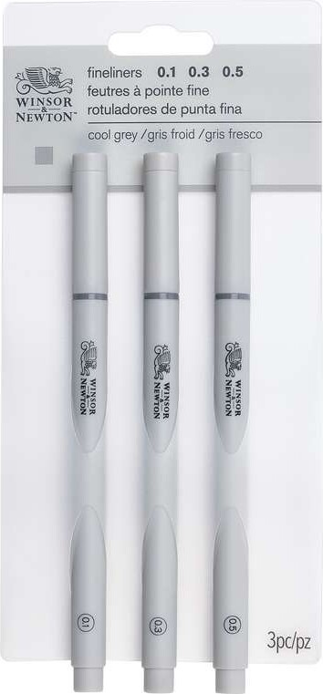 Winsor & Newton - Finelines Kuglepenne - Cool Grey - 3 Stk