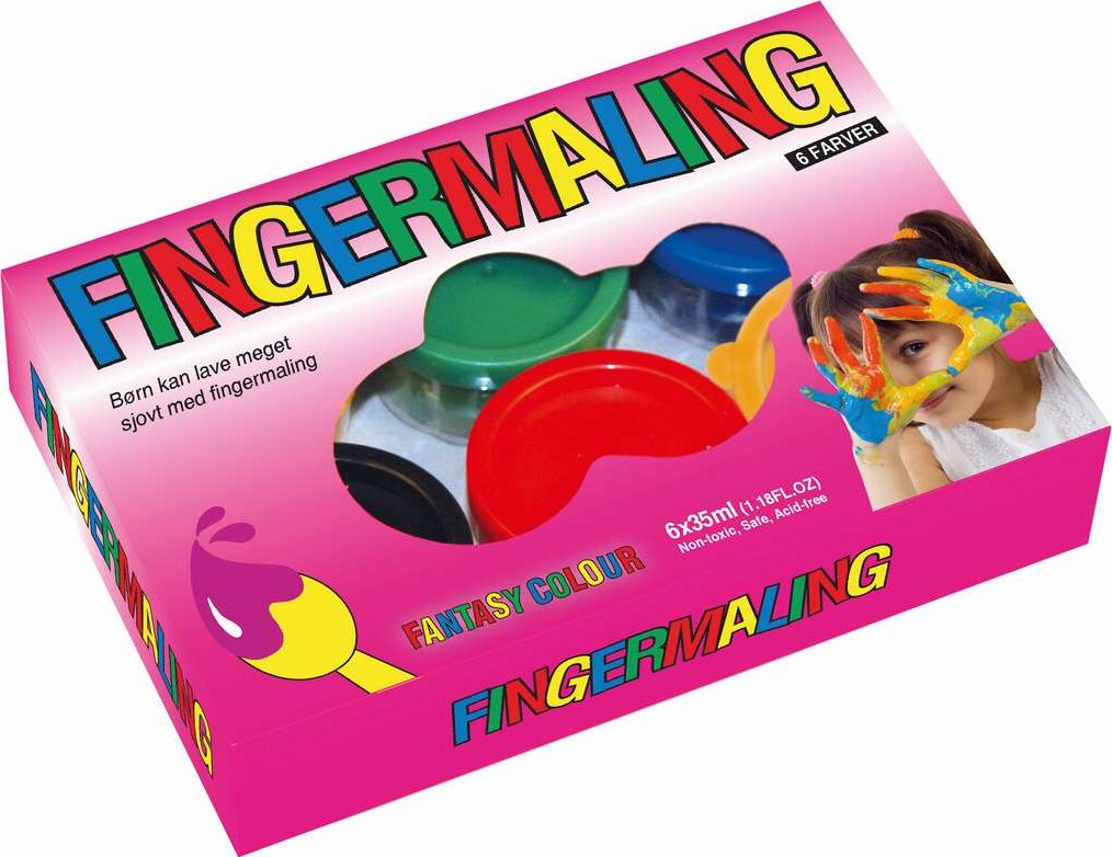 Fingermaling Sæt Til Børn Og Voksne 35 Ml - 6 Farver - Fantasy Color
