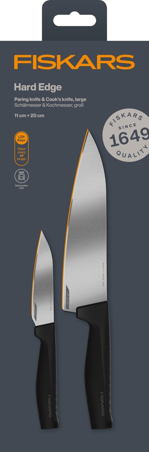 Fiskars - Hard Edge Knivsæt - Kokkekniv 20 Cm + Grøntsagskniv 11 Cm