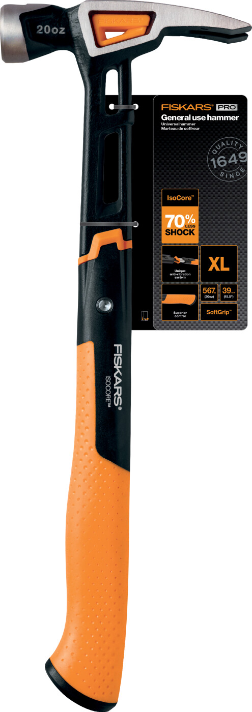 Fiskars - Pro General Use Hammer - Kløfthammer - Isocore Xl