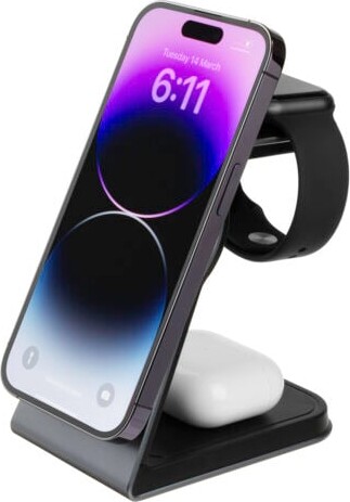 Fixed - 3in1 Mag Aluminum Wireless Charging Station Black
