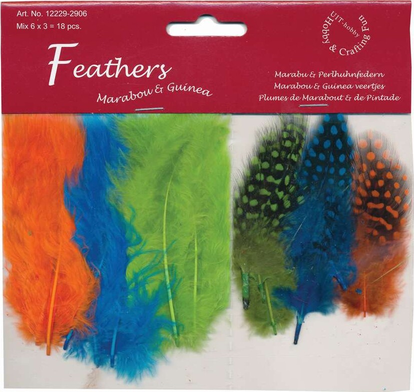 Fjer - 8-10 Cm - 18 Stk. - Neon