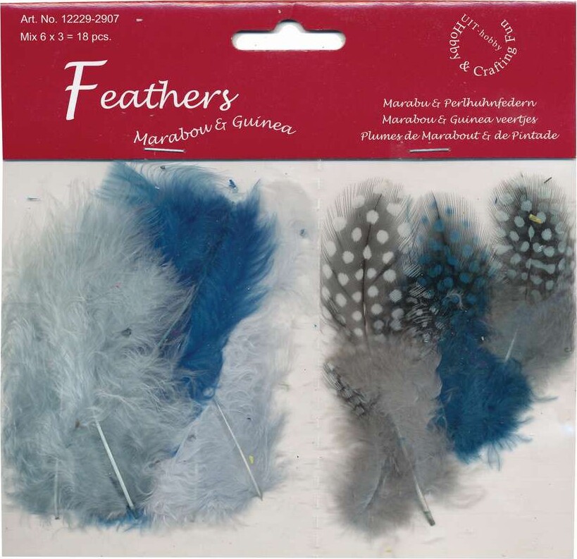 Fjer - 8-10 Cm - 18 Stk. - Petroleum Nuancer - 12229-2907 - Marabou & Guinea