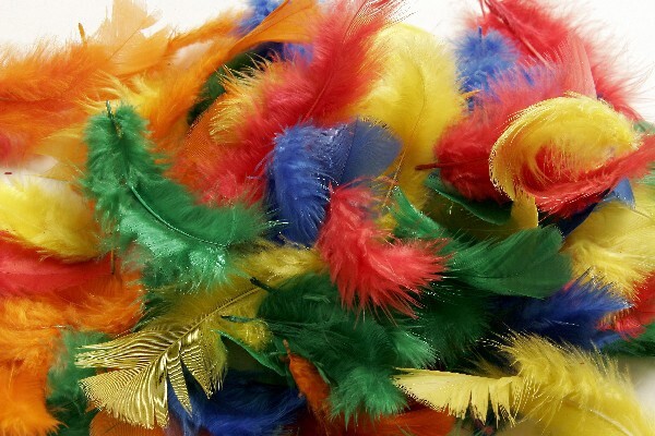 Fjer/Dun Ass. farver 5-8cm - ca. 20g