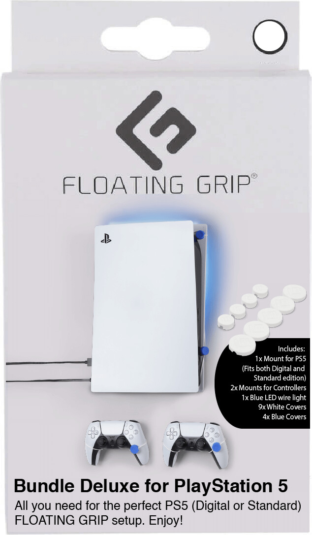 Floating Grip - Ps5 Wall Mount Sæt Inkl. Silikone Covers - Hvid