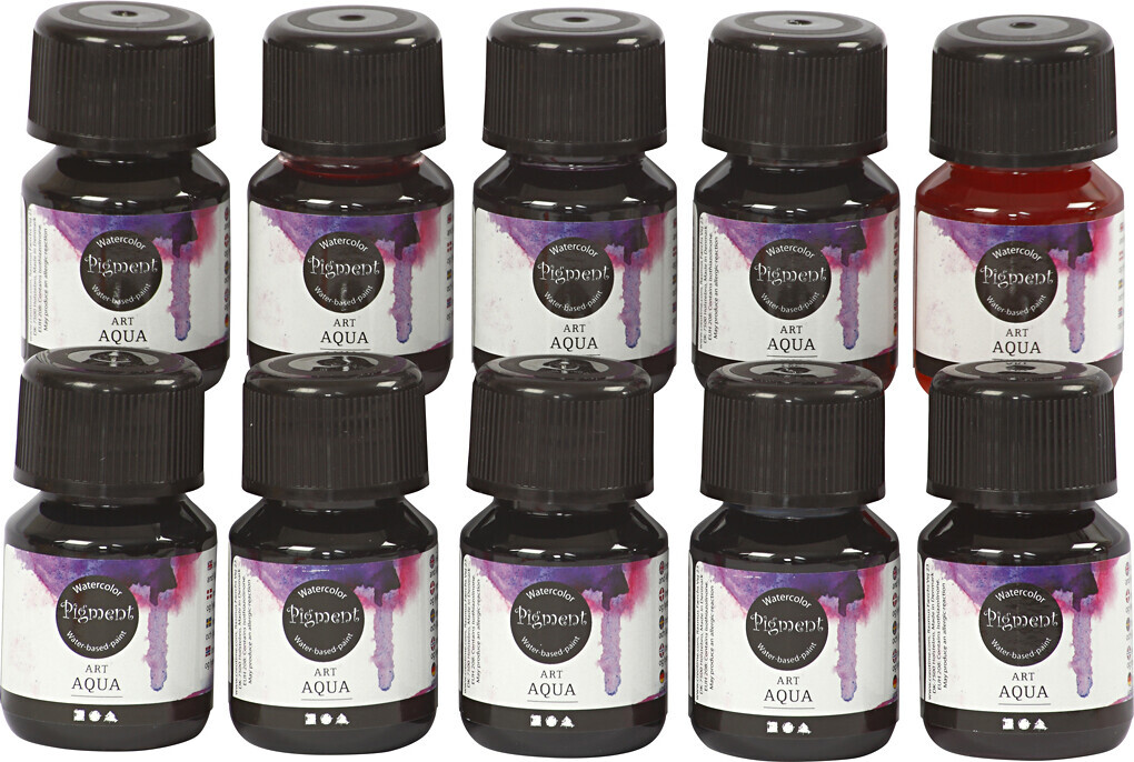 Flydende Akvarelmaling Sæt - Forskellige Farver - 10x30 Ml billede