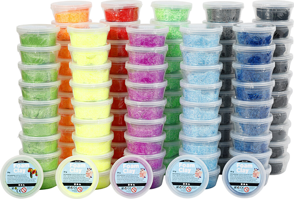 Foam Clay - Assorterede Farver - 10x10 Dåser