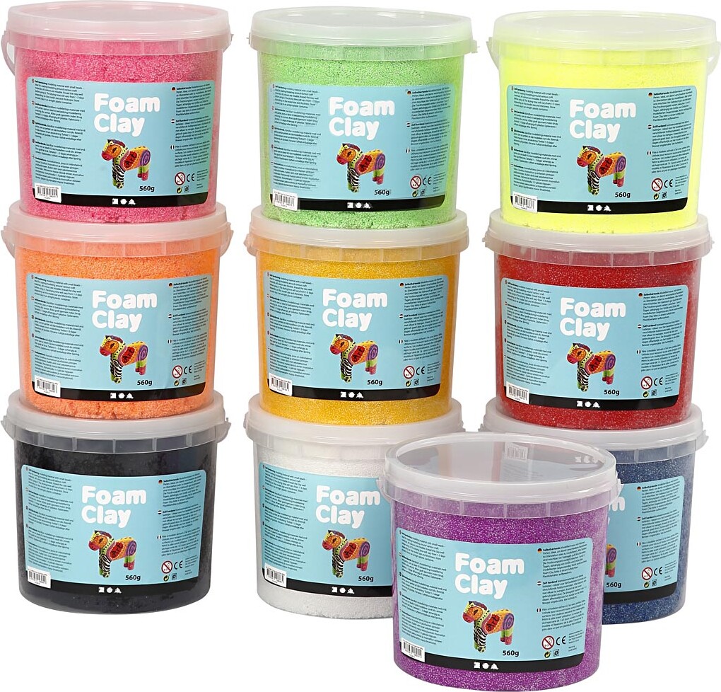 Foam Clay - Modellervoks Sæt - 10x560 G - Assorteret