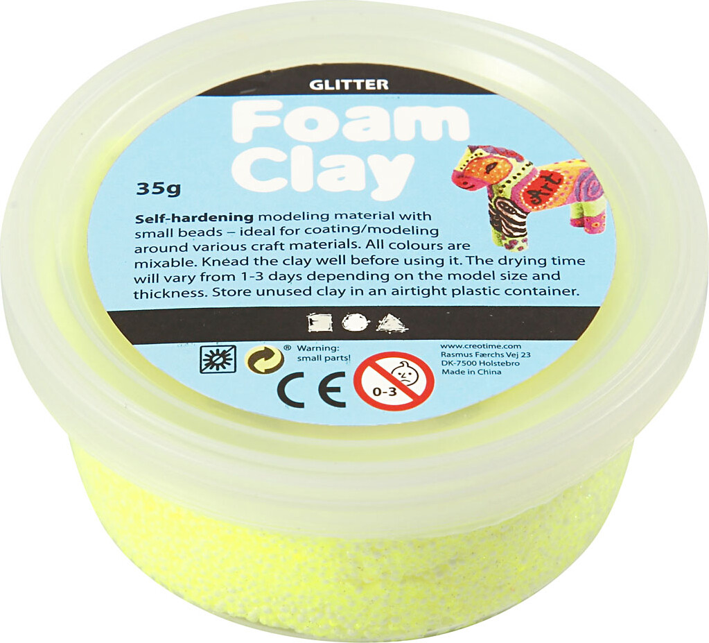 Billede af Glitter Foam Clay - Gul - Modellervoks - 35 G