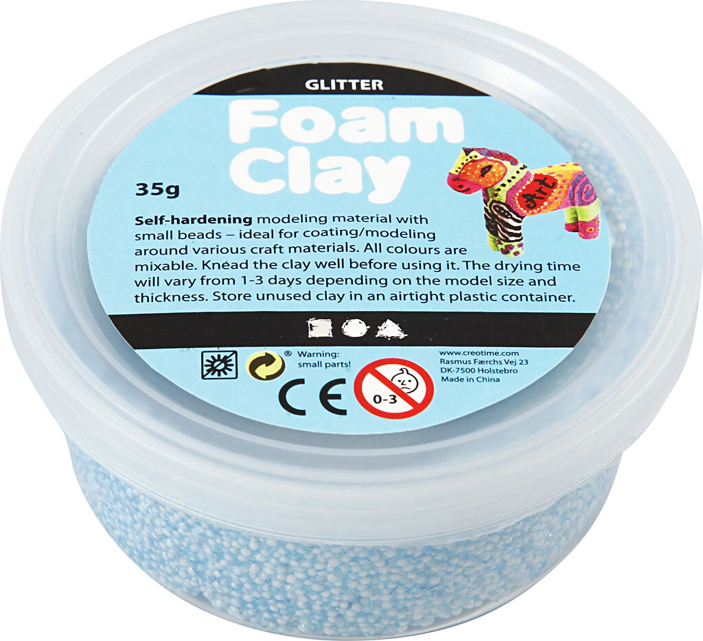 Se Glitter Foam Clay - Lyseblå - Modellervoks - 35 G hos Gucca.dk