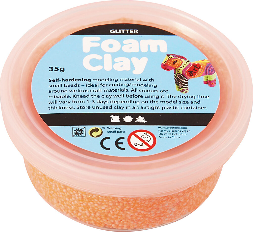 Se Glitter Foam Clay - Orange - Modellervoks - 35 G hos Gucca.dk