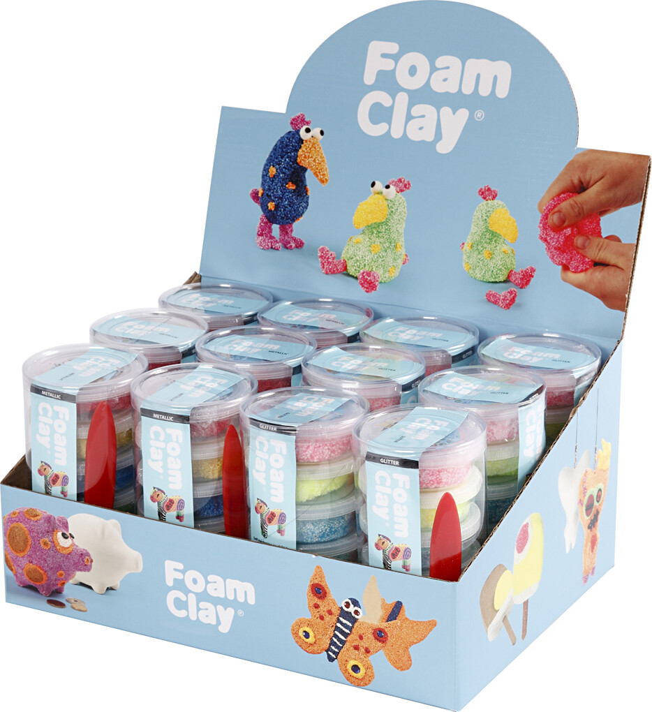 Foam Clay - Glitterfarver - Metallicfarver - 12 Sæt