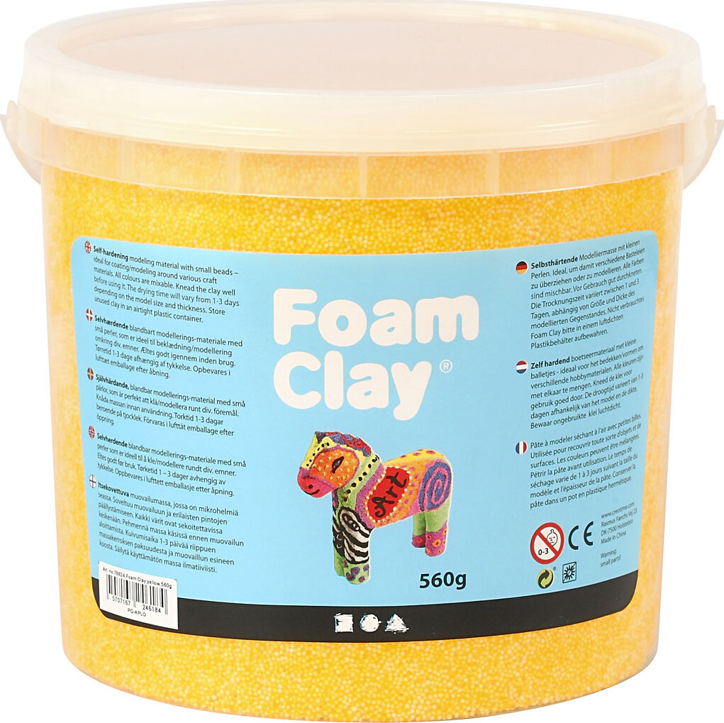 Foam Clay - Gul - Modellervoks I Spand - 560 G