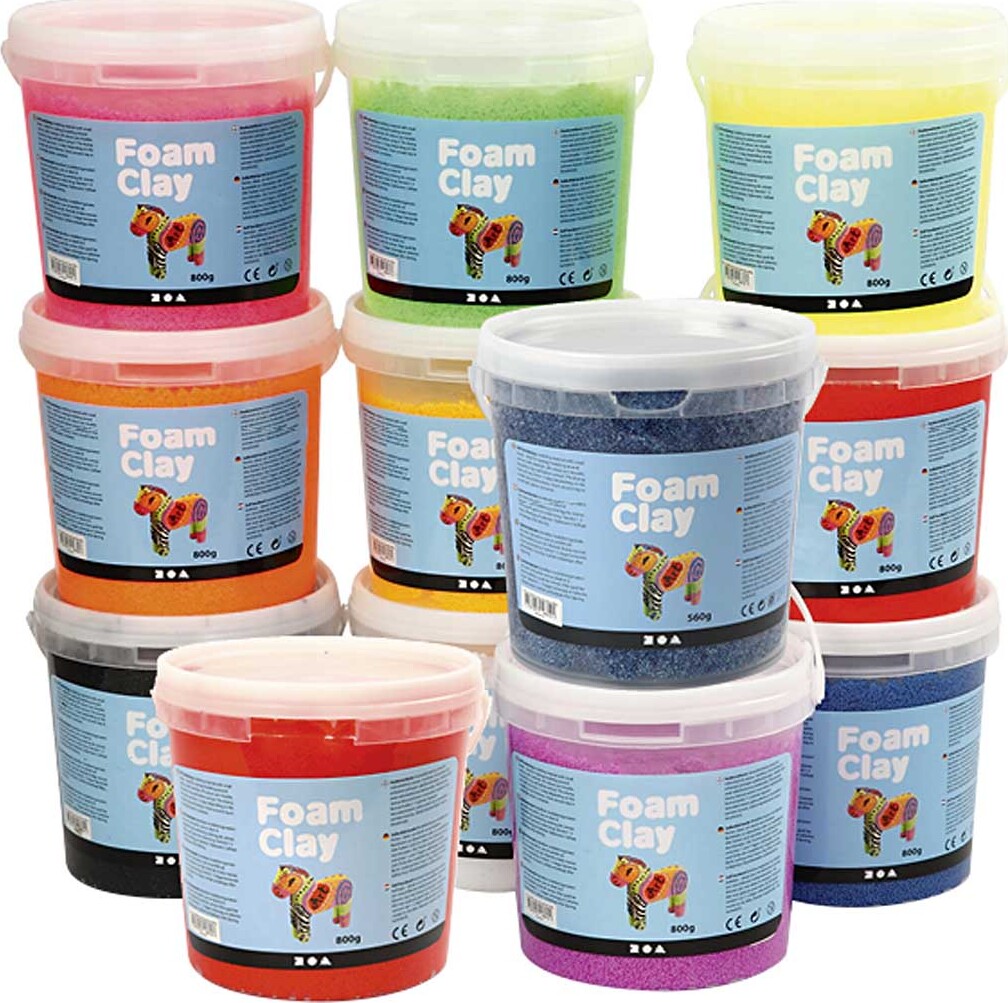 Foam Clay ®, Indhold kan variere, ass. farver, 12x560g/ 1 pk.