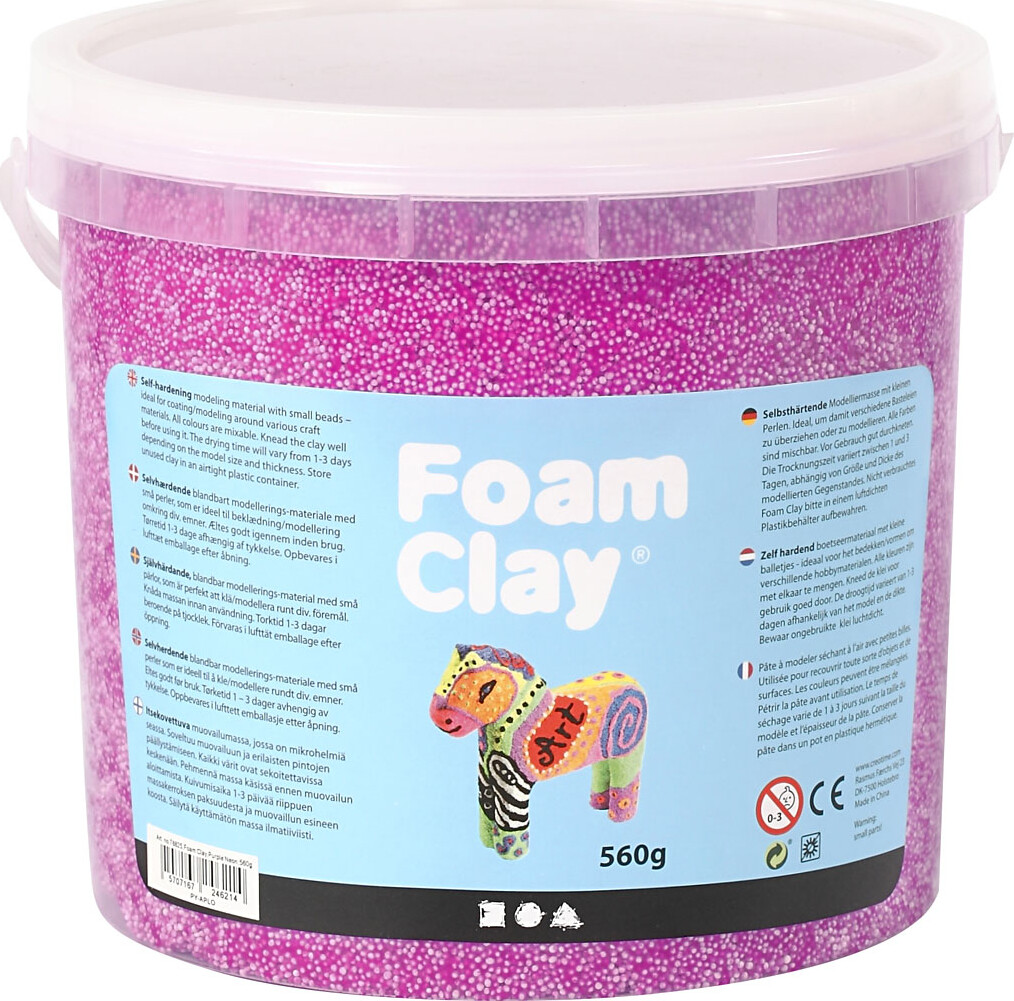 Foam Clay - Neon Lilla - Modellervoks I Spand - 560 G