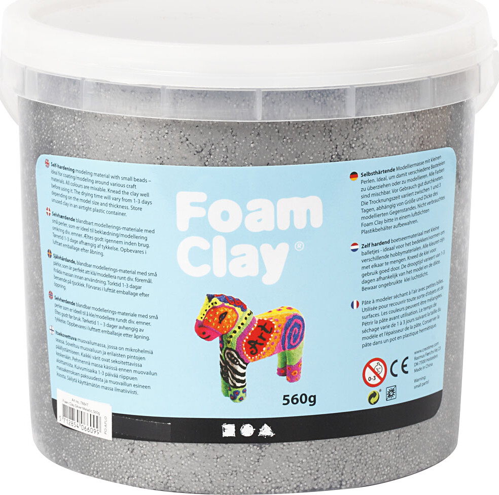 Foam Clay - Metallic - Sølv - Modellervoks I Spand - 560 G