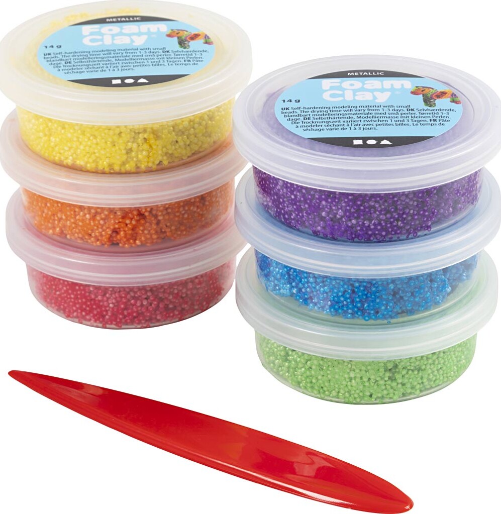 Foam Clay - Metallic - Stærke Farver - 84 G - 6x14 G
