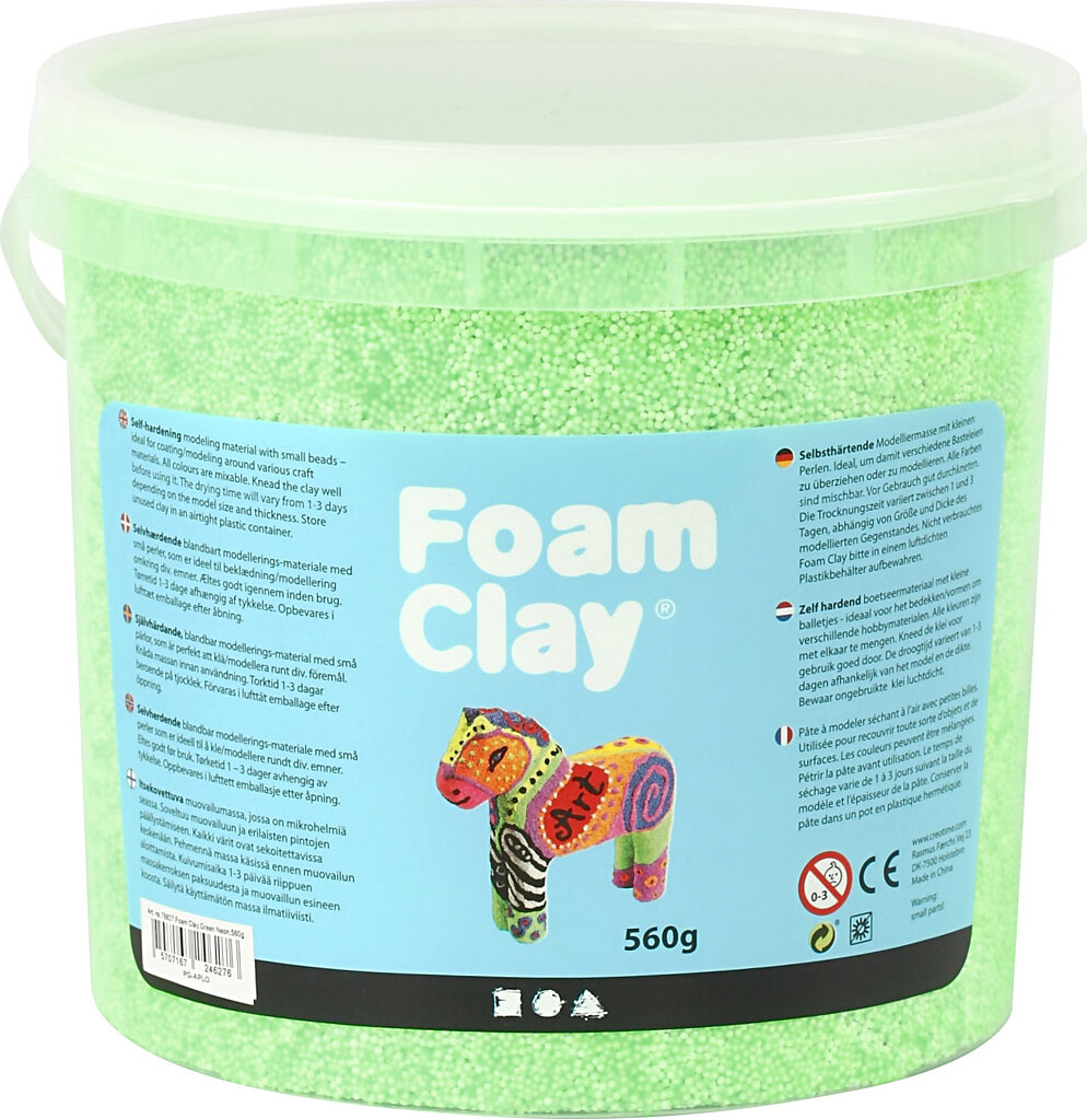 Foam Clay - Neon Grøn - Modellervoks I Spand - 560 G