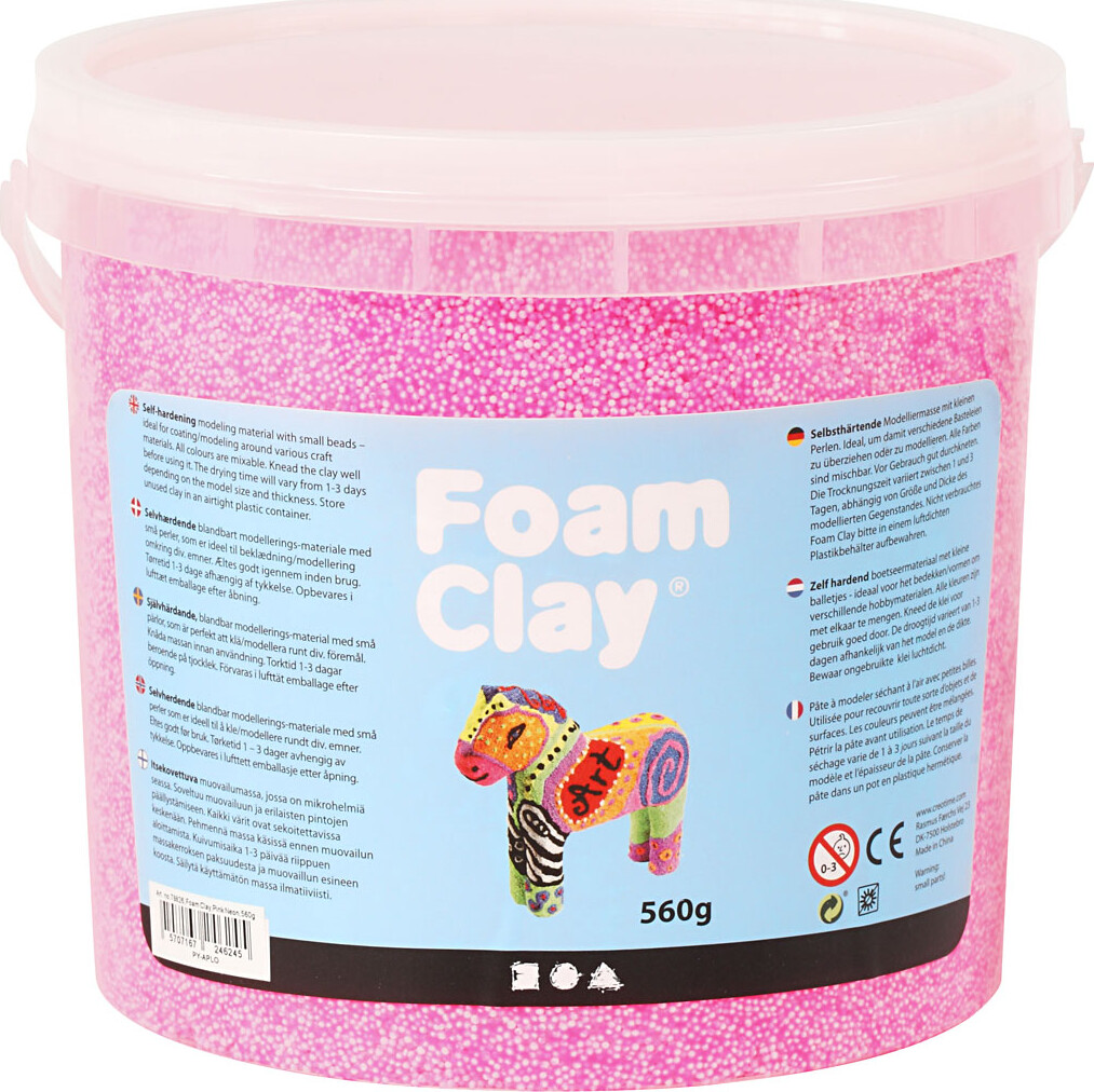 Foam Clay - Neon Pink - Modellervoks I Spand - 560 G