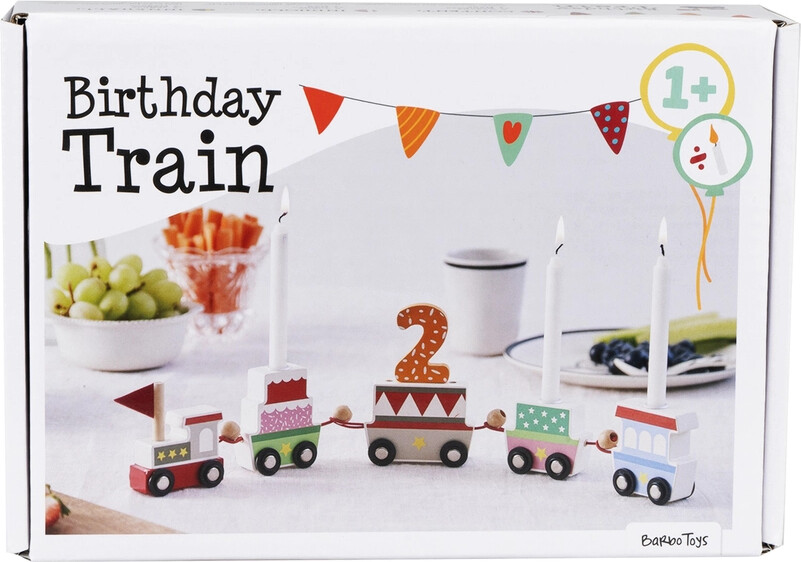 Fødselsdagstog I Træ Med Dansk Flag