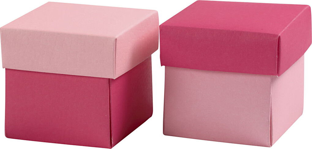 Billede af Fold-selv-æske - Str. 5,5x5,5 Cm - 250 G - Rosa/pink - 10 Stk.