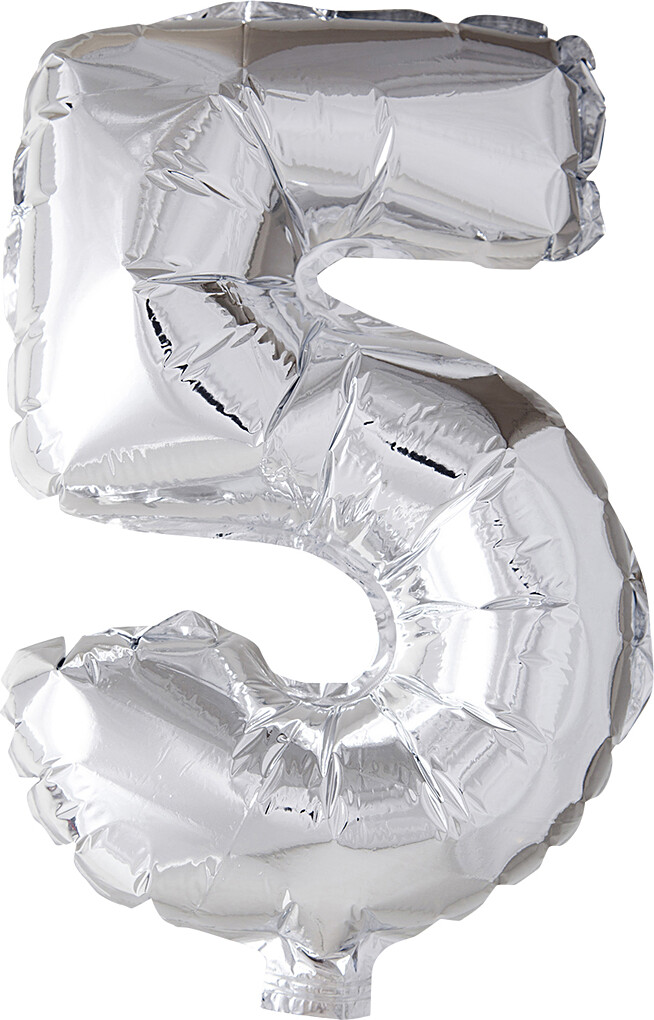 Tal Ballon - Folie - 5 - Sølv - H 41 Cm