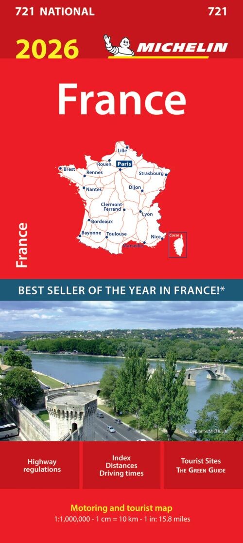 Michelin Kort - France 2026, National Map 721 - English book