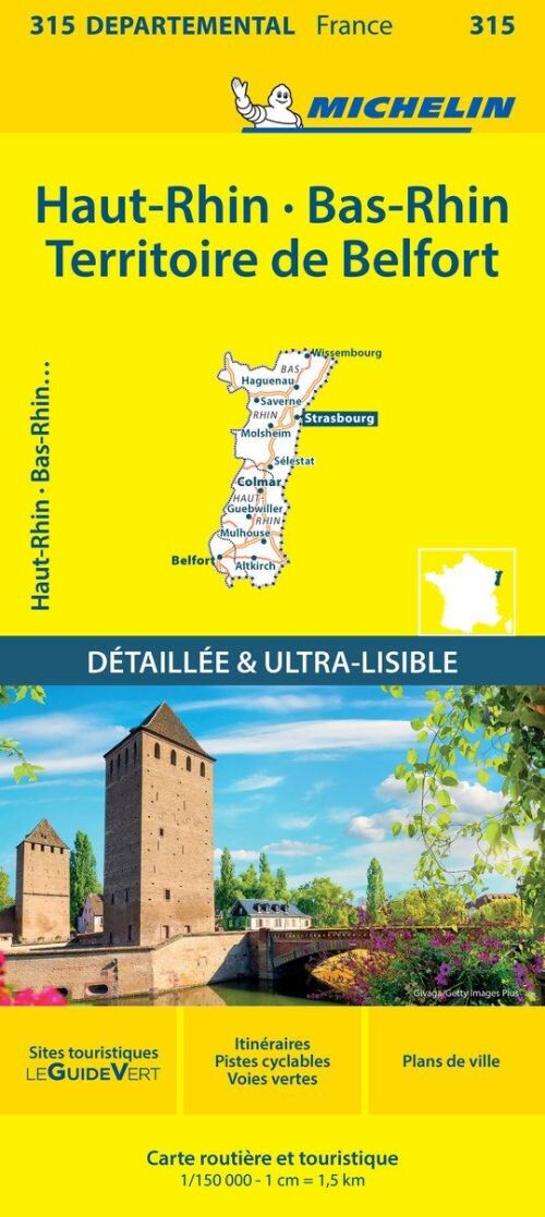 Michelin Kort - France Blad 315: Bas Rhin, Haut Rhin, Territoire De Belfort - English book