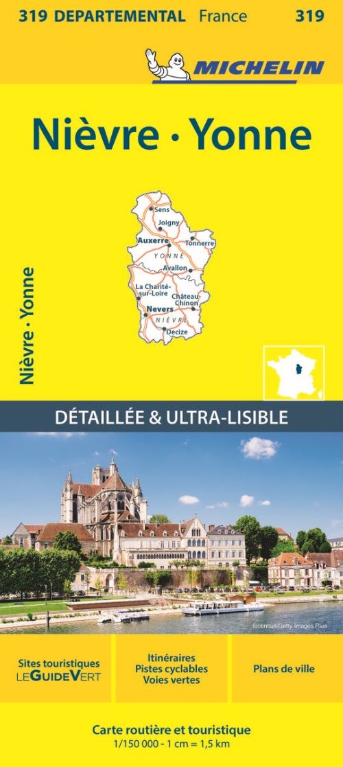 Michelin Kort - France Blad 319: Nievre, Yonne 1:150.000 - English book