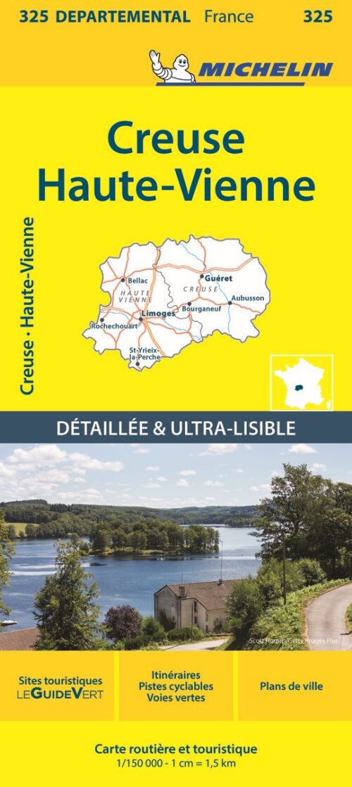 Michelin Kort - France Blad 325: Creuse, Haute Vienne - English book