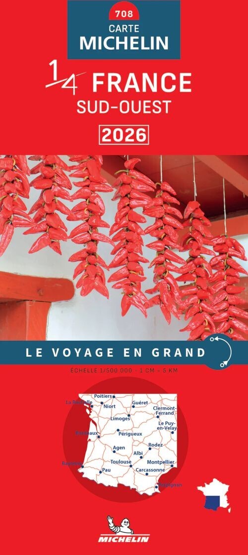 Michelin Kort - France Southwestern 2026 - National Map 708 - English book