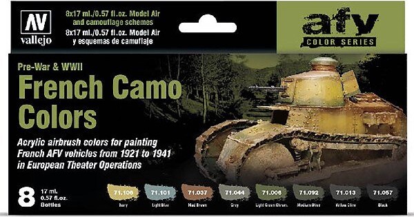 Vallejo - Model Air Maling Sæt - French Camo Colors - 8x17 Ml