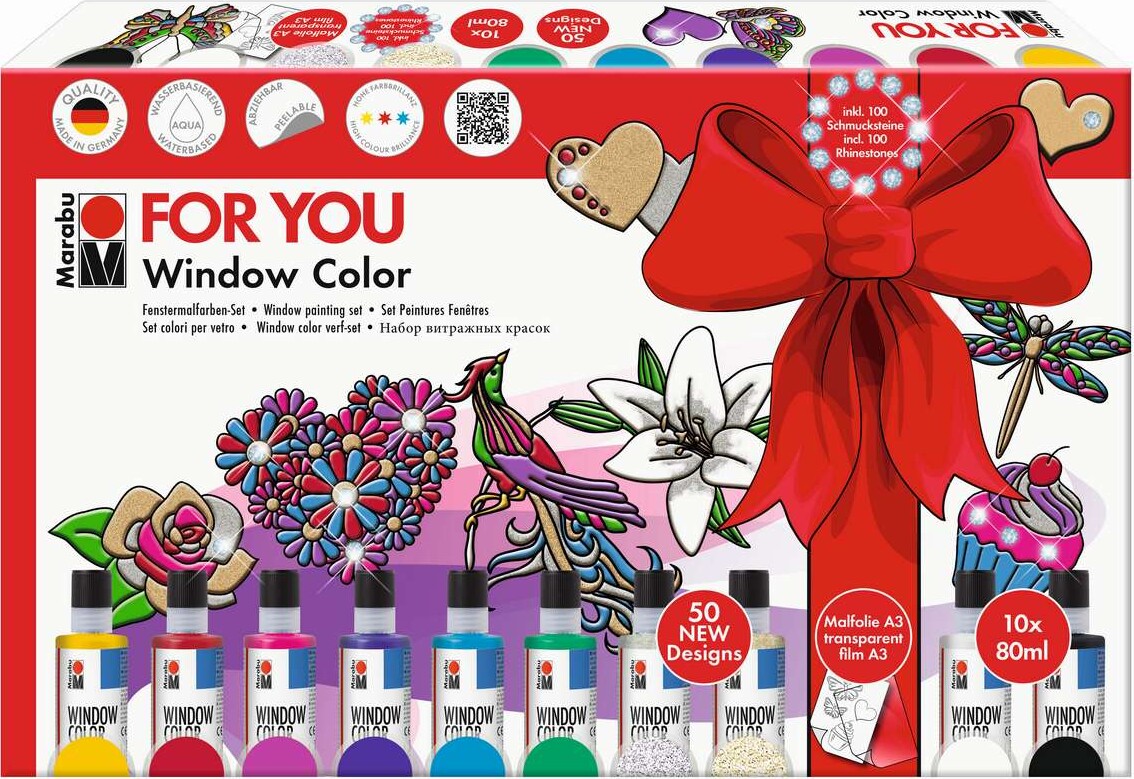 Marabu - For You Window Color Fun & Fancy 10x80 Ml + Motiver