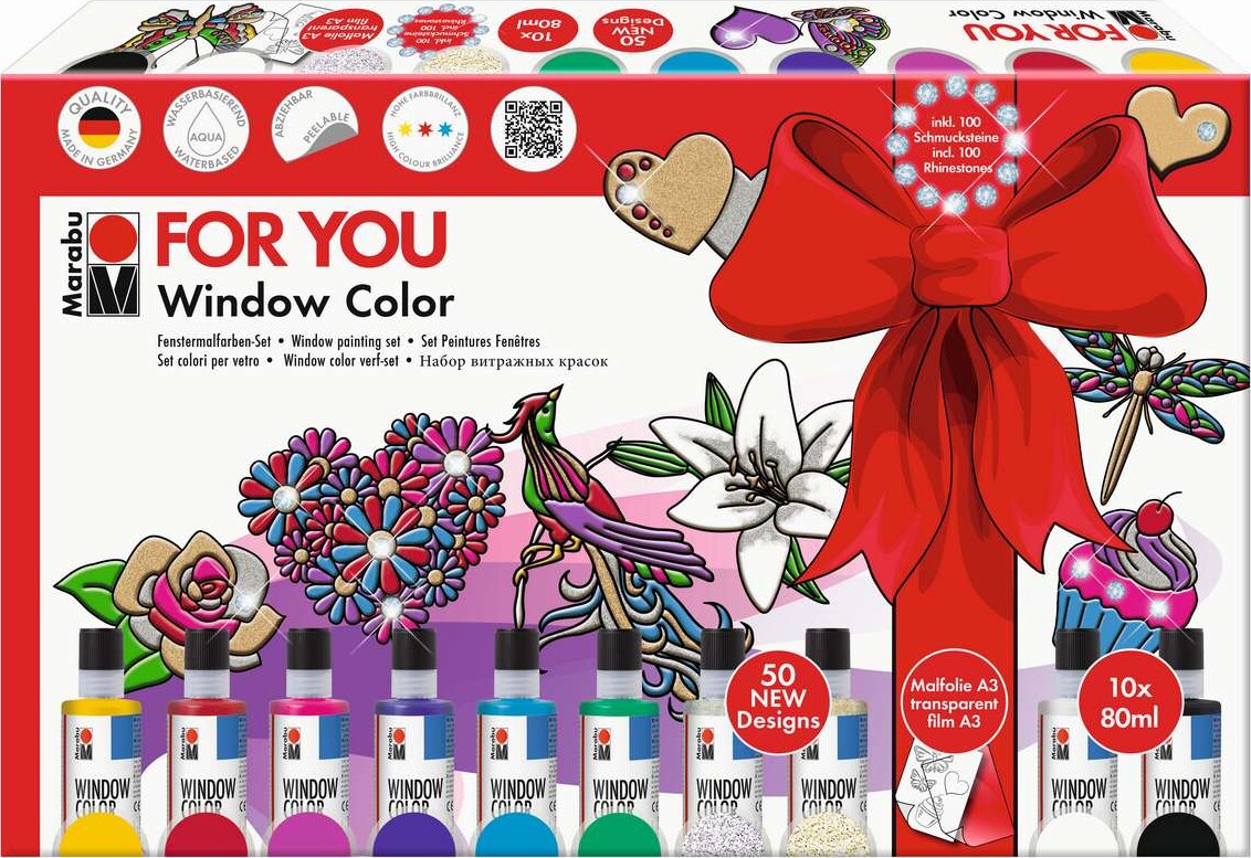 Marabu - For You Window Color Fun & Fancy 10x80 Ml + Motiver