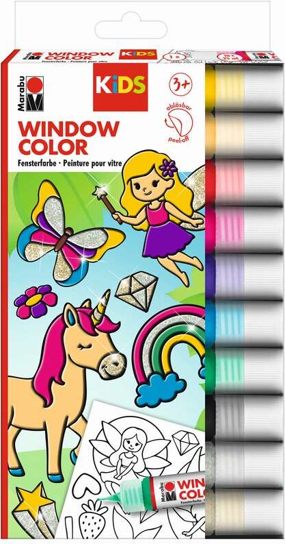 Fun & Fancy Glitter Fairy 10x25ml + Motiver - 0306000000102 - Marabu