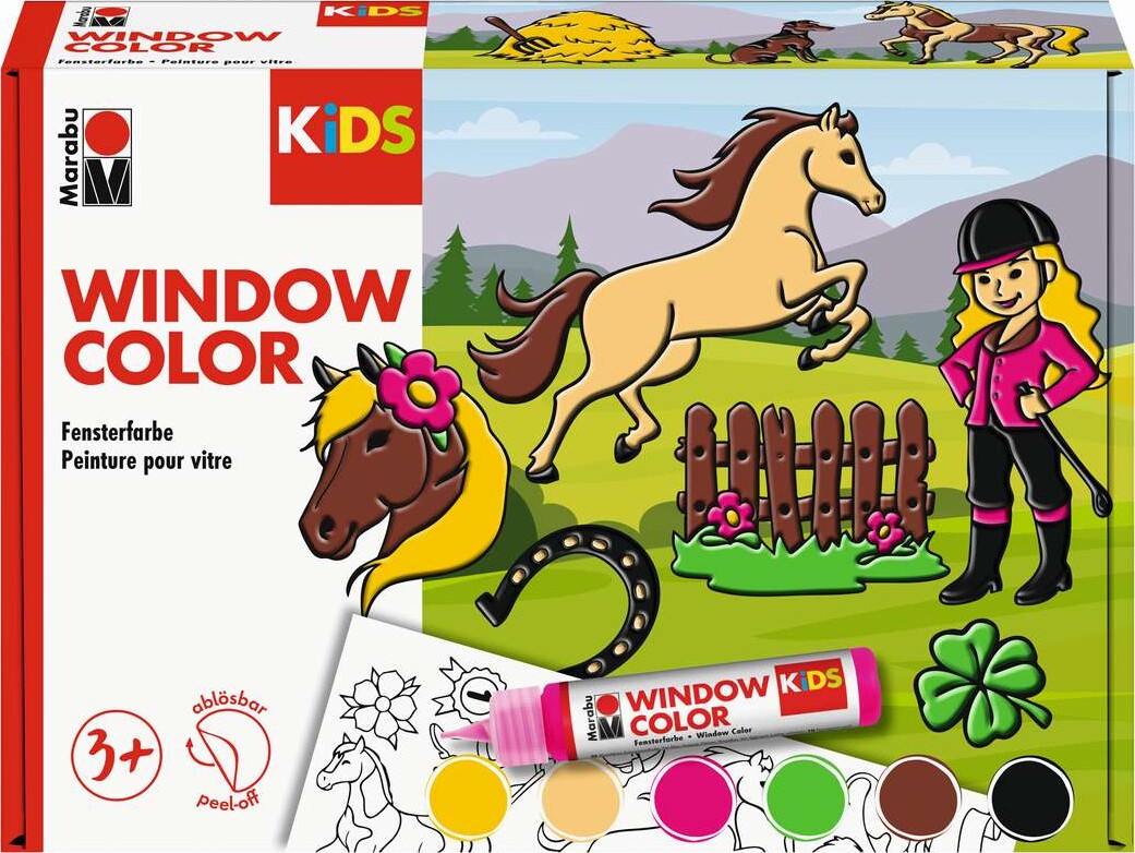 Marabu - Window Color Vinduesmaling Til Børn - 6x25 Ml + Motiver
