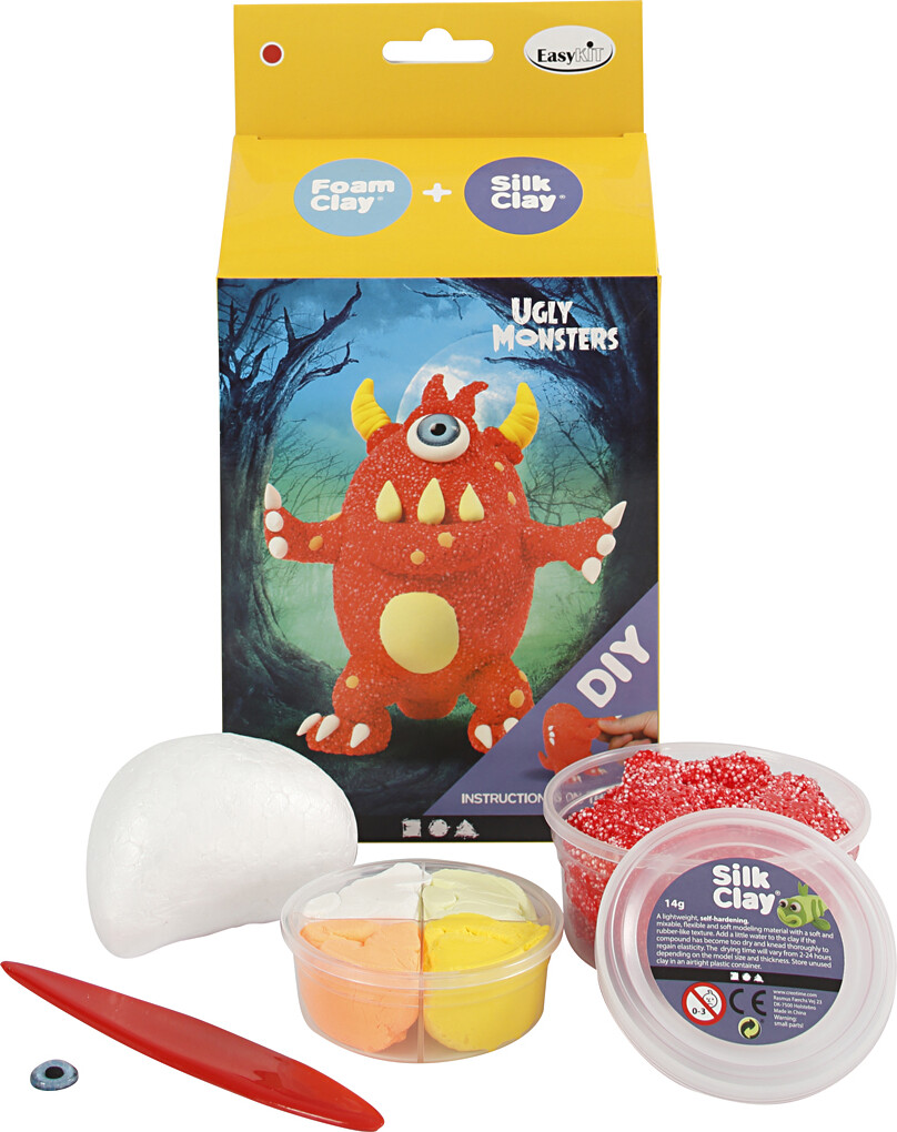 Billede af Diy Kit - Silk Clay Og Foam Clay - Funny Friends - Monster - Rød